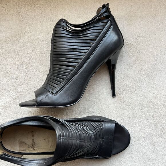 L.A.M.B. By Gwen Stefani Black Leather Stiletto Heel Sandals Women 9 Strappy - Picture 15 of 15